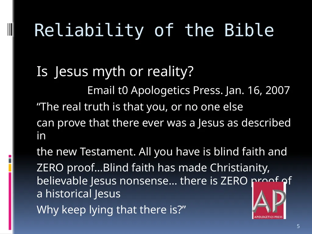 1 The reliability of the bible Wednesday night - slide 5 of 56