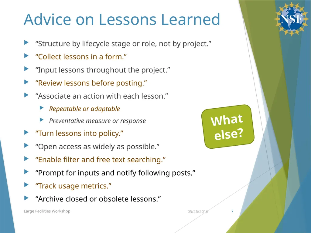 Communities of Practice & Lessons Learned Budget, - slide 7 of 19