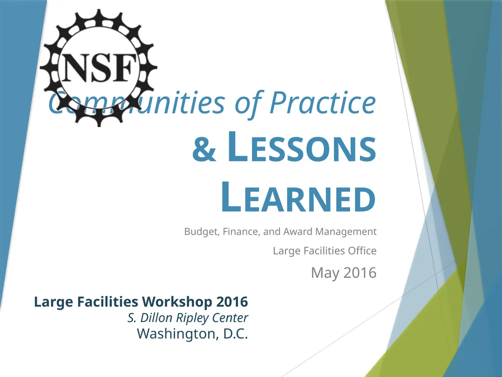 Communities of Practice & Lessons Learned Budget, - slide 1 of 19