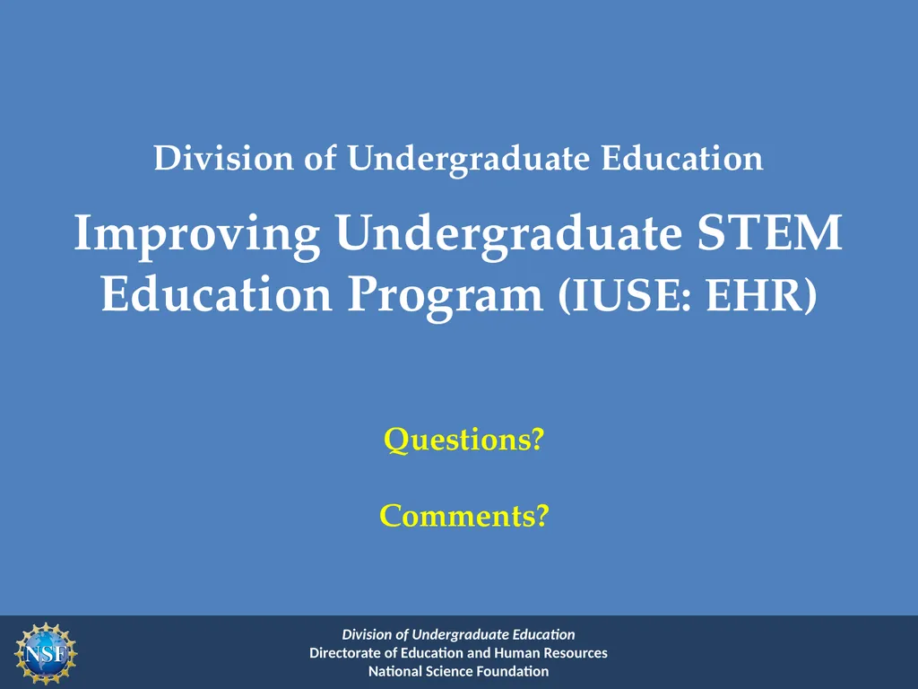 Improving Undergraduate STEM Education Program - slide 36 of 37