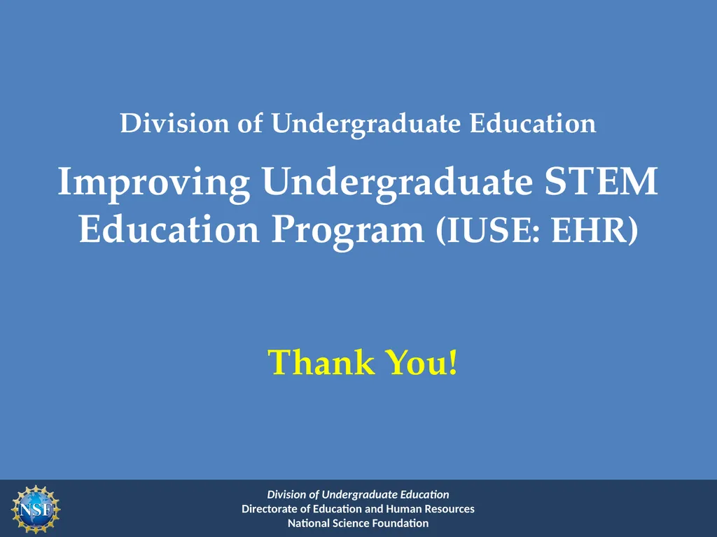 Improving Undergraduate STEM Education Program - slide 37 of 37