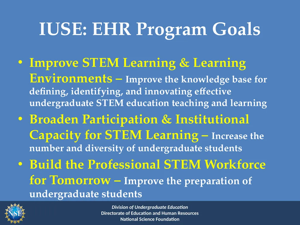 Improving Undergraduate STEM Education Program - slide 6 of 37