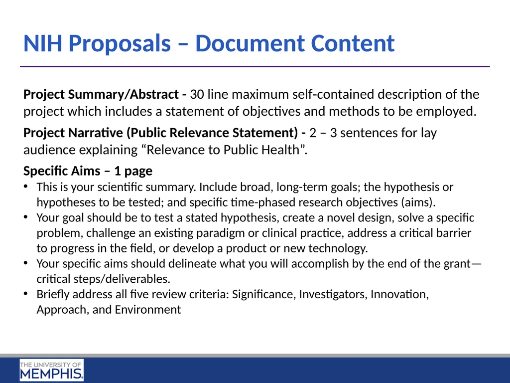 Preparing Research Proposals for NSF and NIH April - slide 12 of 14