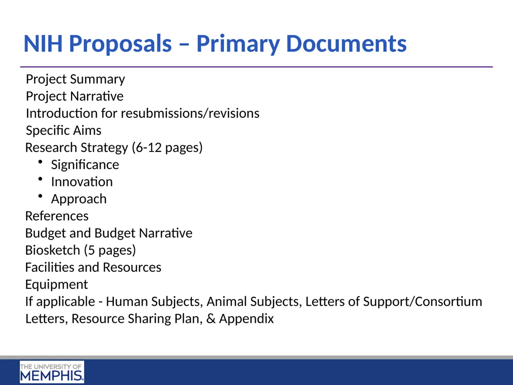 Preparing Research Proposals for NSF and NIH April - slide 11 of 14