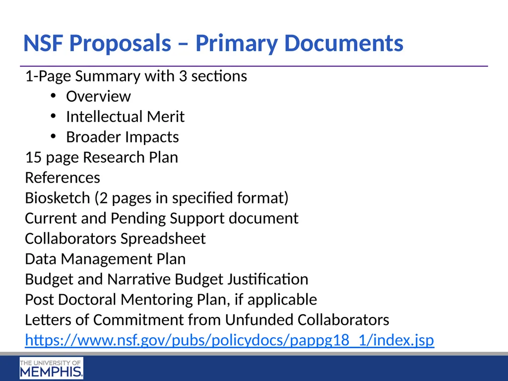 Preparing Research Proposals for NSF and NIH April - slide 5 of 14