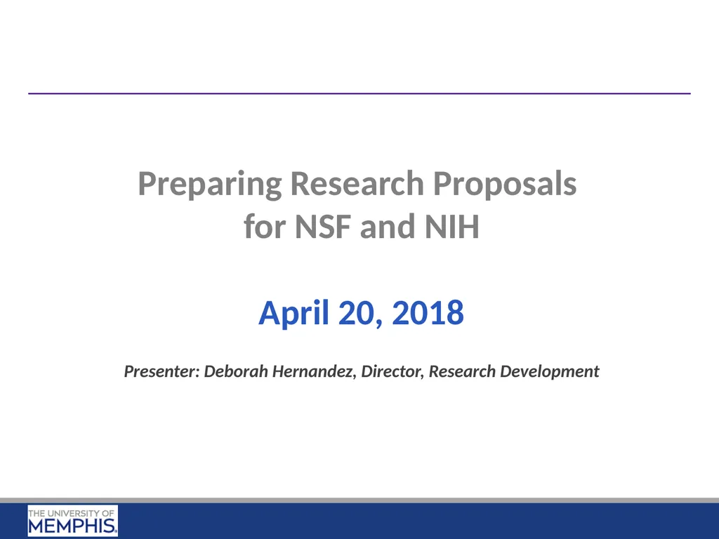 Preparing Research Proposals for NSF and NIH April - slide 1 of 14