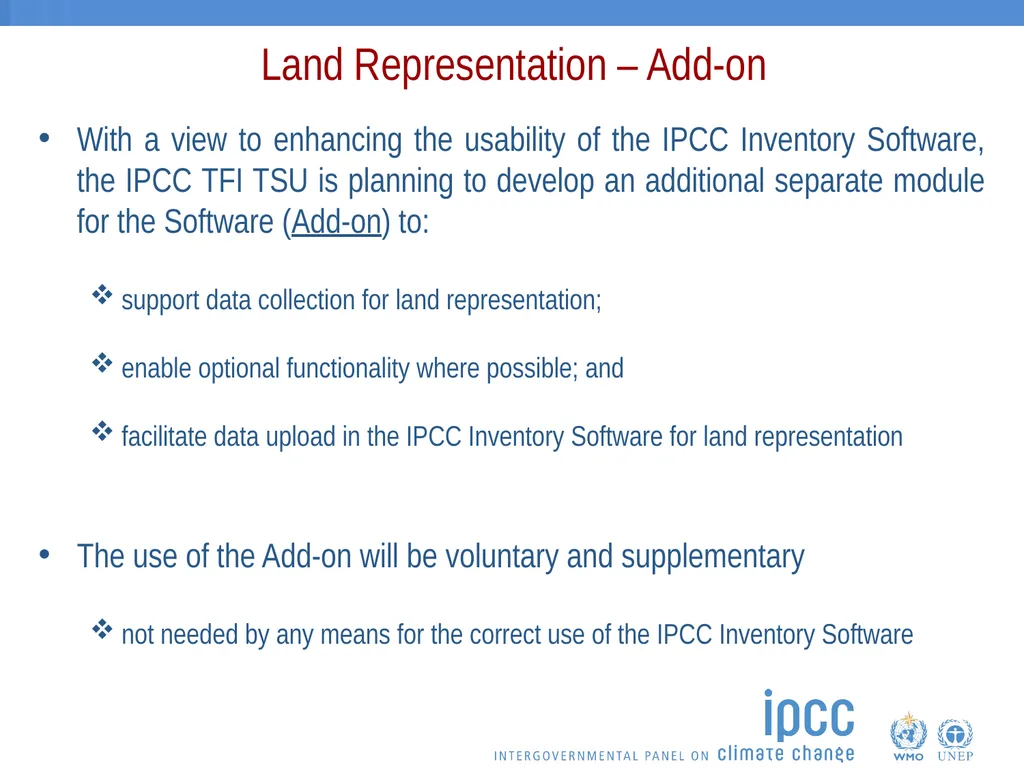 Ongoing work on the add-on for land representation - slide 5 of 15