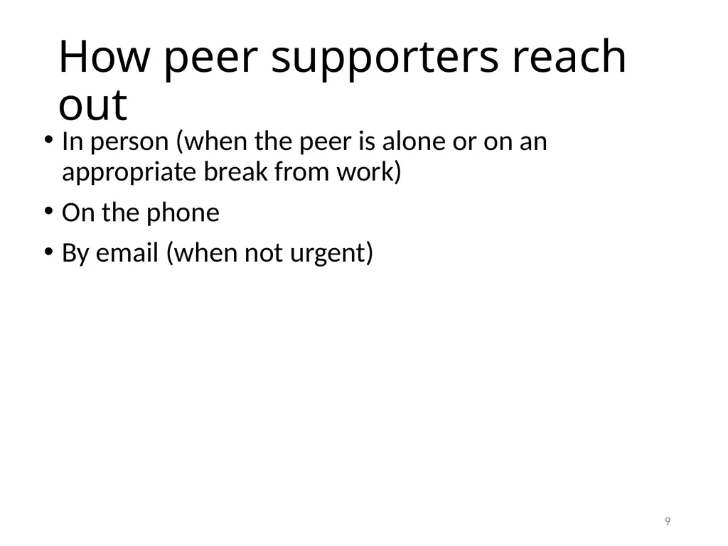 Peer Support (Best Hospital) We are Creating a - slide 9 of 11