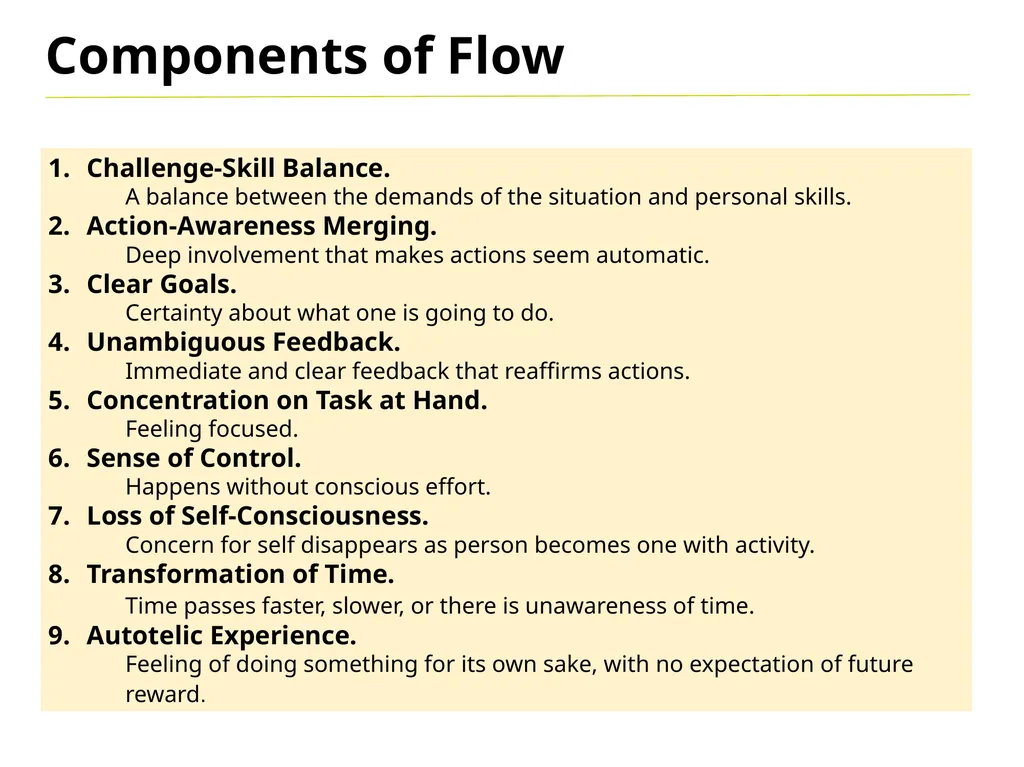 Flow “Being completely involved in an activity for - slide 6 of 13