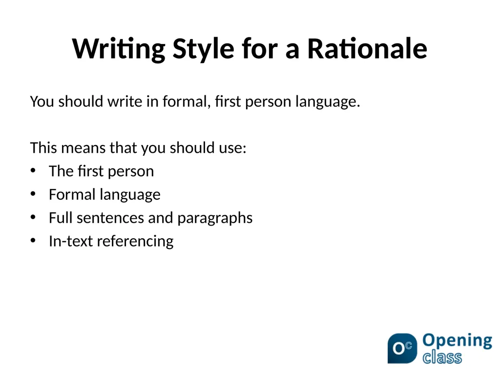 WRITING A RATIONALE FOR A CREATIVE RESPONSE - slide 5 of 10