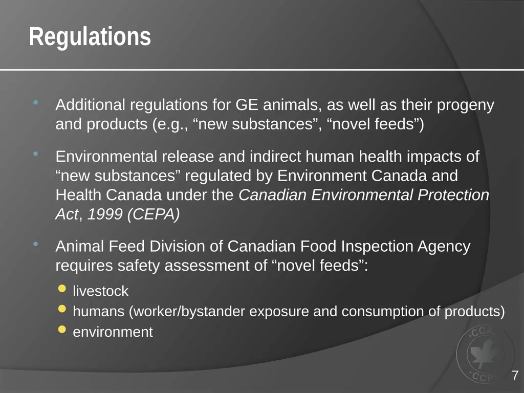 CCAC TRAINING MODULE ON: GENETICALLY-ENGINEERED - slide 7 of 16