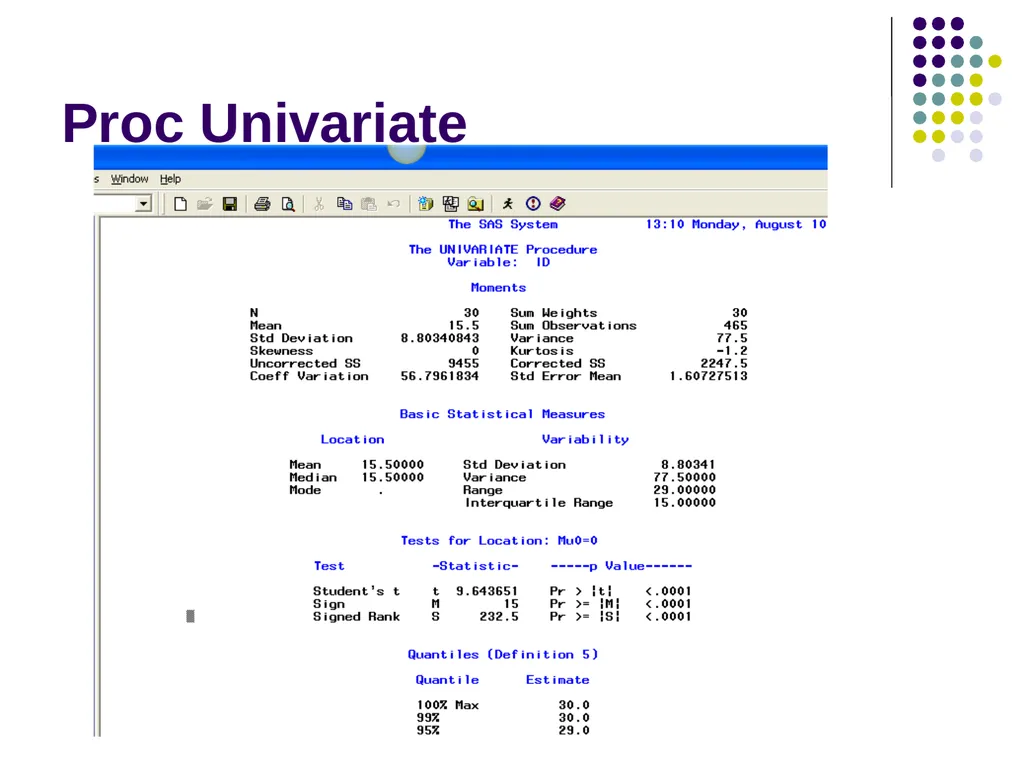 Introduction to SAS Programming Christina L. - slide 30 of 30