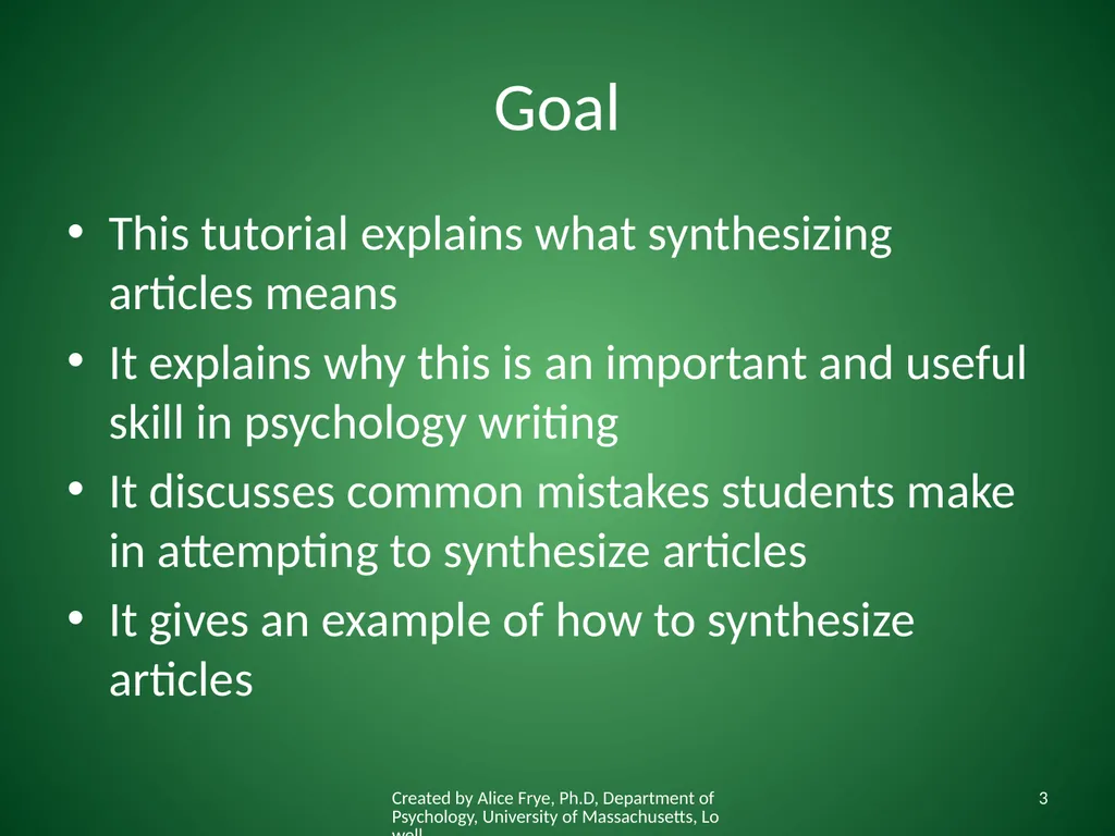 How to Synthesize Articles for a Paper Created by - slide 3 of 15