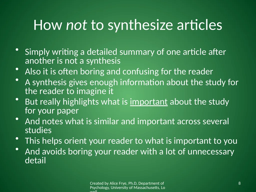 How to Synthesize Articles for a Paper Created by - slide 8 of 15