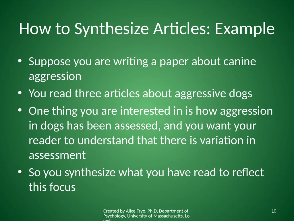 How to Synthesize Articles for a Paper Created by - slide 10 of 15