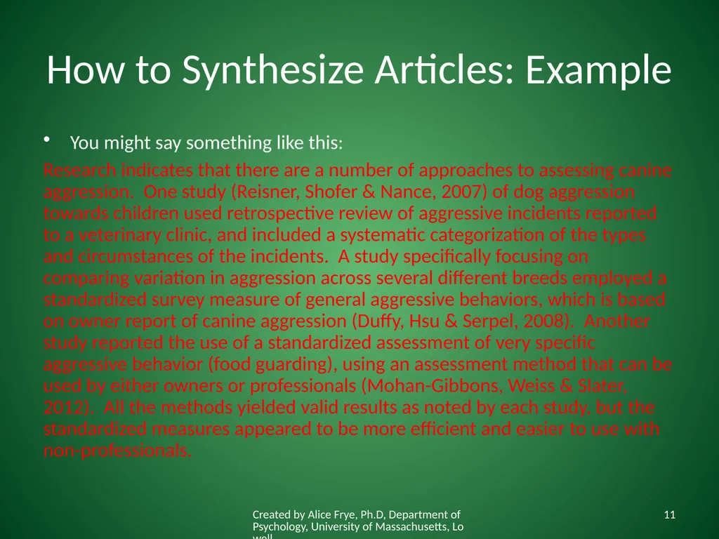 How to Synthesize Articles for a Paper Created by - slide 11 of 15