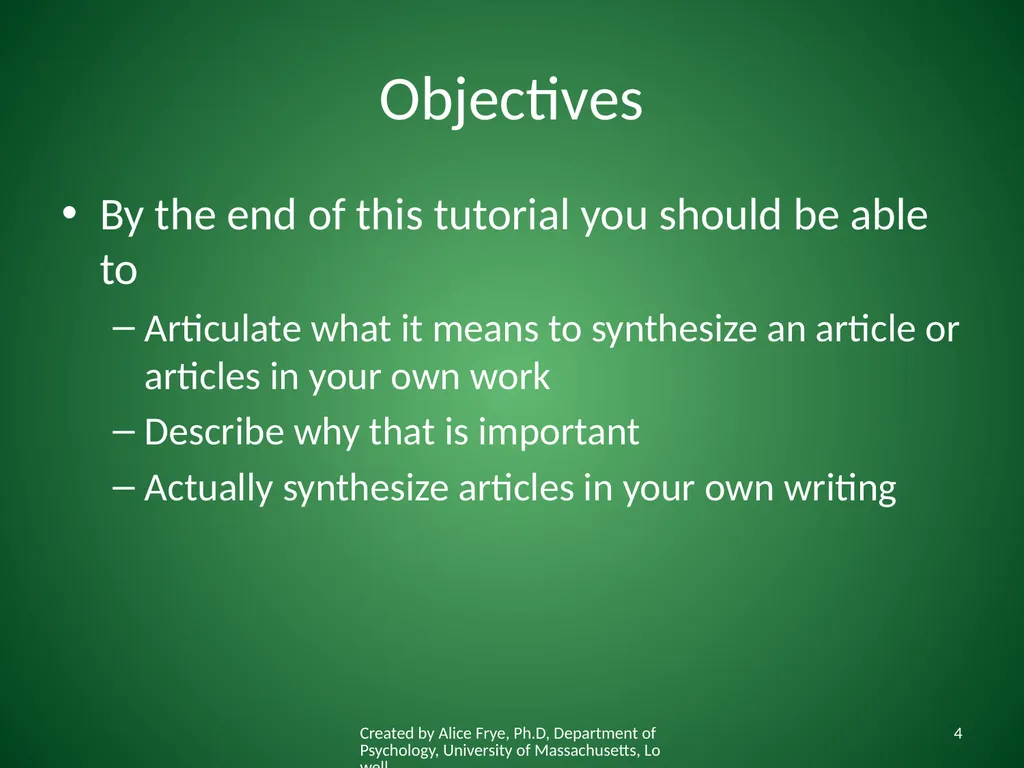 How to Synthesize Articles for a Paper Created by - slide 4 of 15
