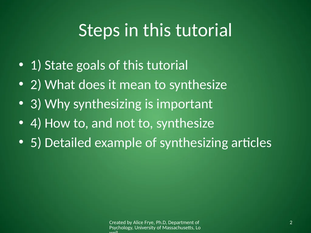 How to Synthesize Articles for a Paper Created by - slide 2 of 15