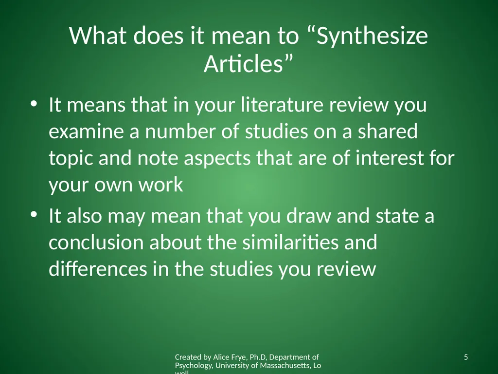 How to Synthesize Articles for a Paper Created by - slide 5 of 15