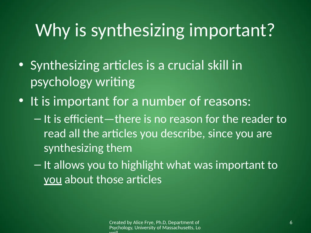 How to Synthesize Articles for a Paper Created by - slide 6 of 15