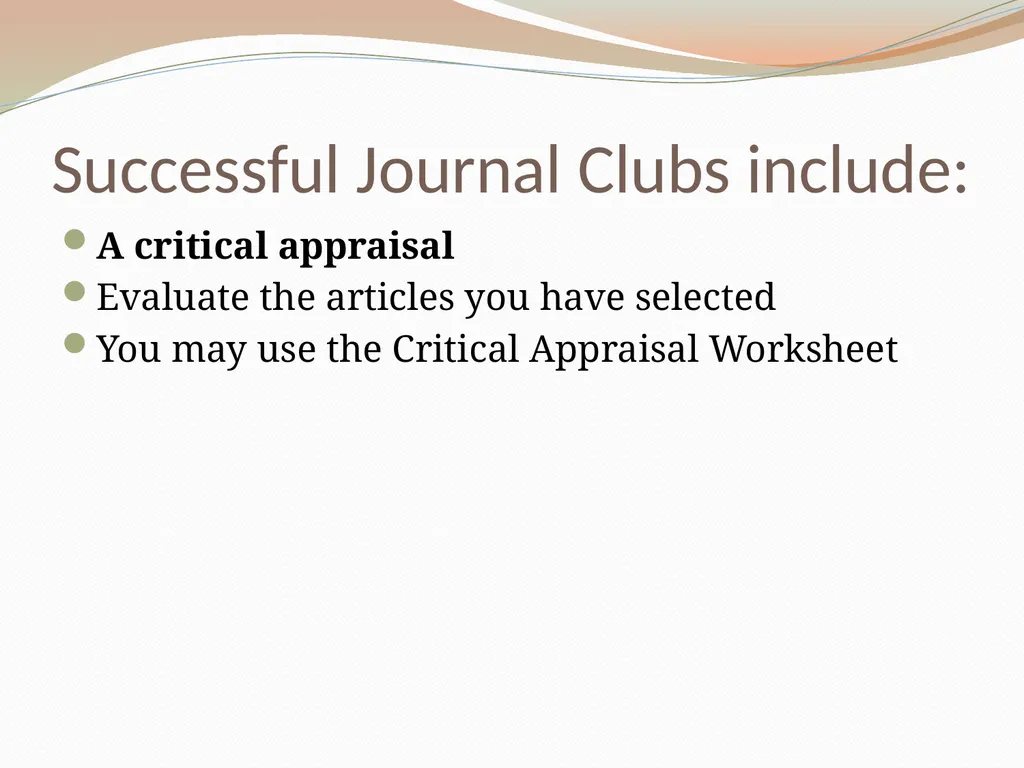 Critically Appraising a Journal Article What is a - slide 9 of 46