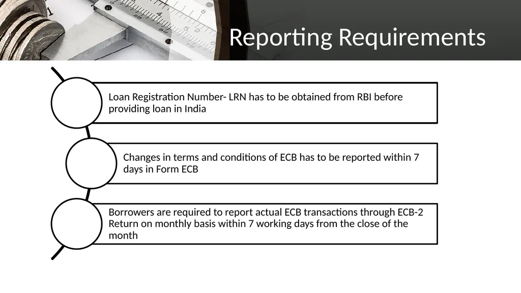 EXTERNAL COMMERCIAL BORROWINGS What is ECB? ECBs - slide 22 of 26