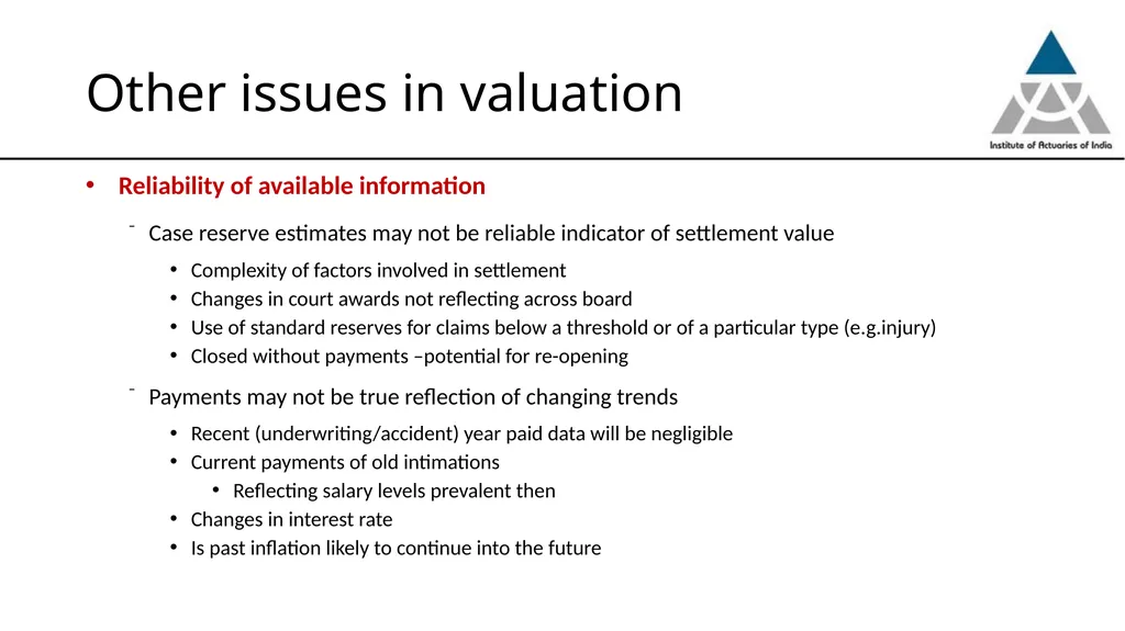 Professionalism issues in estimation of Commercial - slide 10 of 24