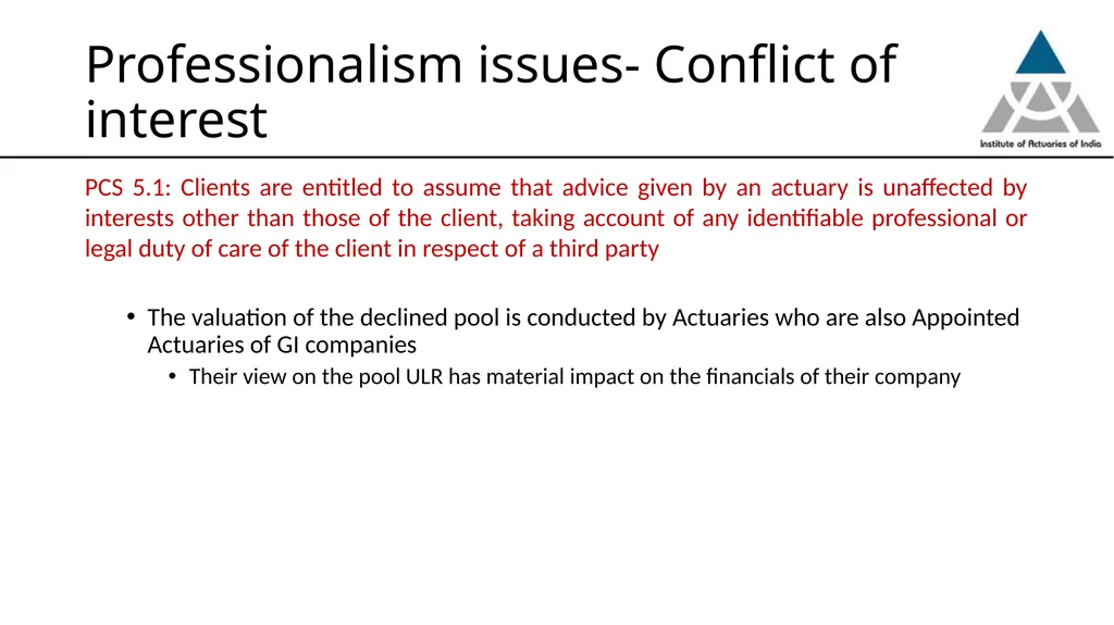Professionalism issues in estimation of Commercial - slide 18 of 24