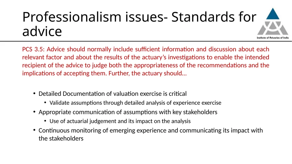 Professionalism issues in estimation of Commercial - slide 15 of 24