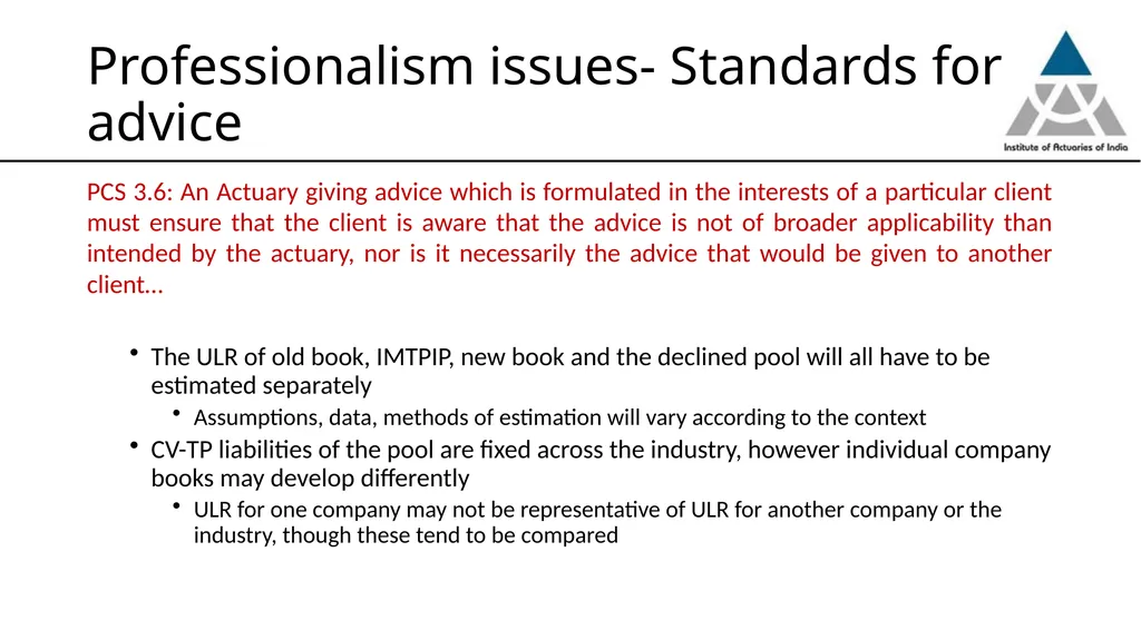 Professionalism issues in estimation of Commercial - slide 16 of 24