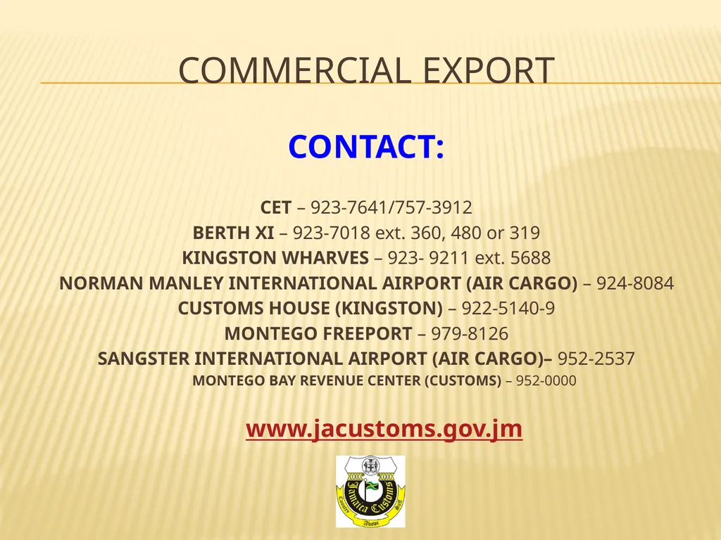 COMMERCIAL EXPORT COMMERCIAL expORT Exporters of - slide 12 of 12