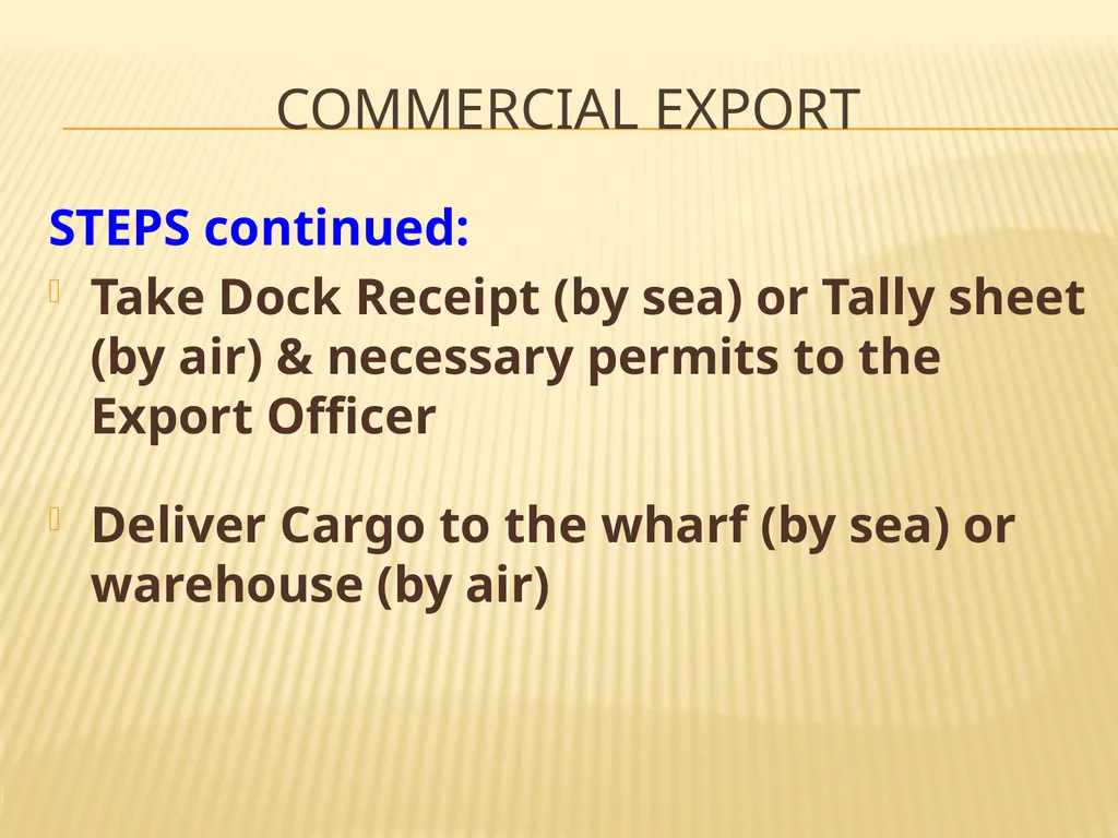 COMMERCIAL EXPORT COMMERCIAL expORT Exporters of - slide 9 of 12