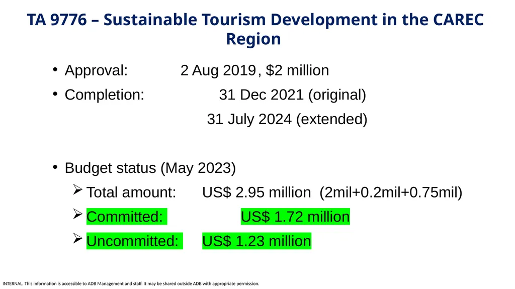 CAREC Tourism Progress Report Tourism Working - slide 2 of 7