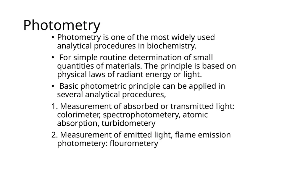 Photometry: Estimation of analyte concentration on - slide 2 of 23