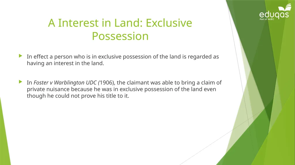 Torts connected to land Private Nuisance Learning - slide 13 of 53