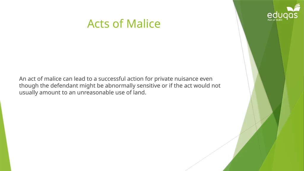 Torts connected to land Private Nuisance Learning - slide 36 of 53