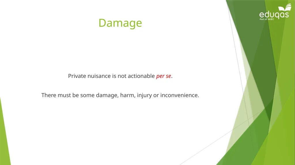 Torts connected to land Private Nuisance Learning - slide 41 of 53