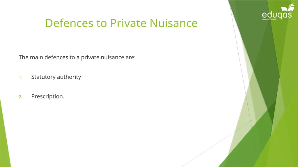 Torts connected to land Private Nuisance Learning - slide 44 of 53