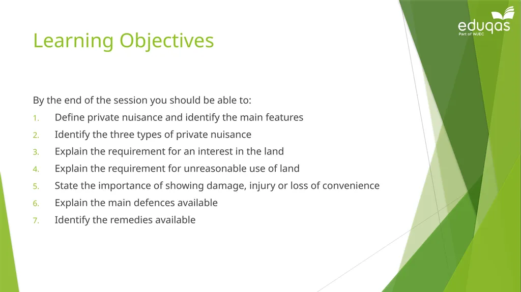 Torts connected to land Private Nuisance Learning - slide 2 of 53