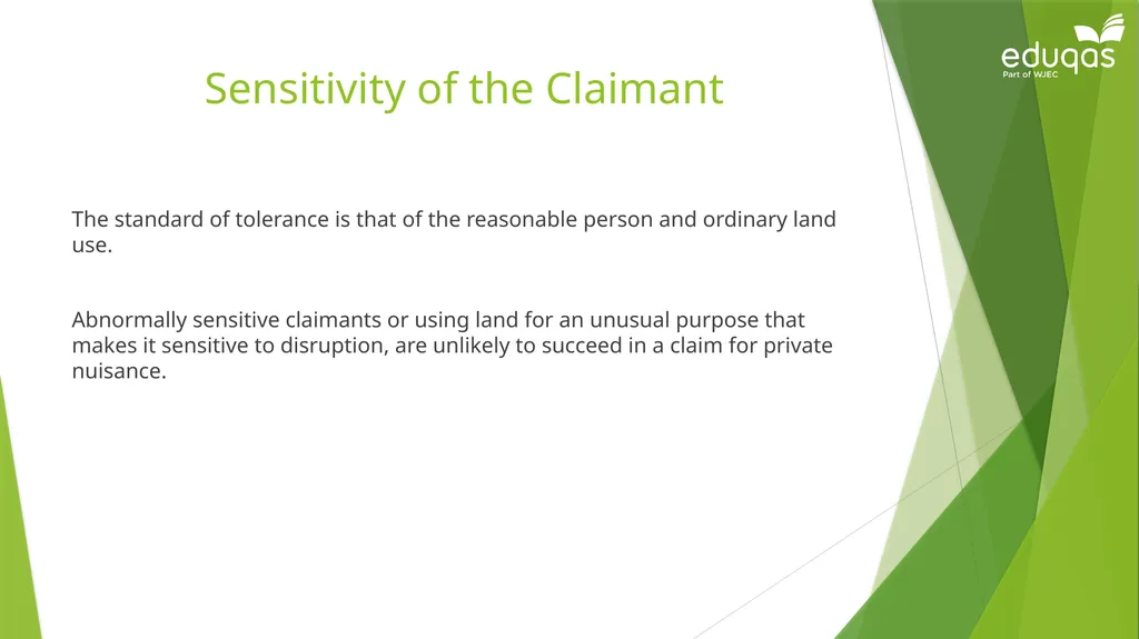 Torts connected to land Private Nuisance Learning - slide 22 of 53