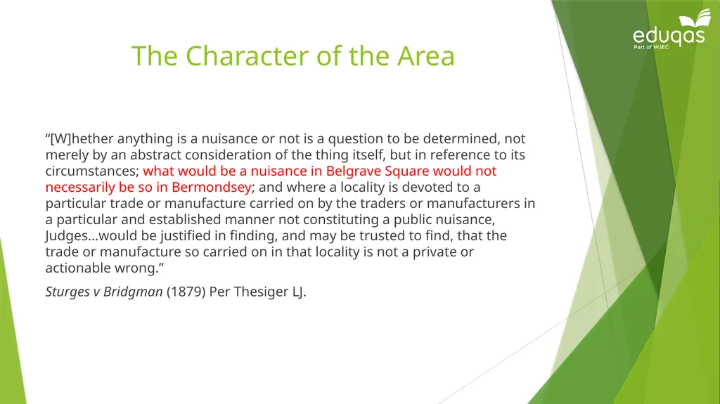 Torts connected to land Private Nuisance Learning - slide 31 of 53