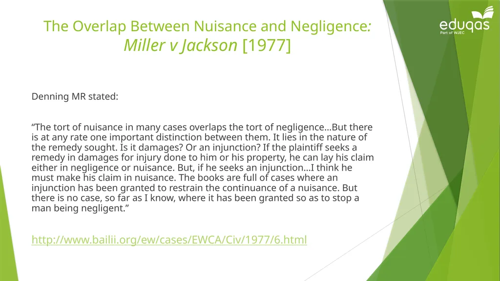 Torts connected to land Private Nuisance Learning - slide 50 of 53