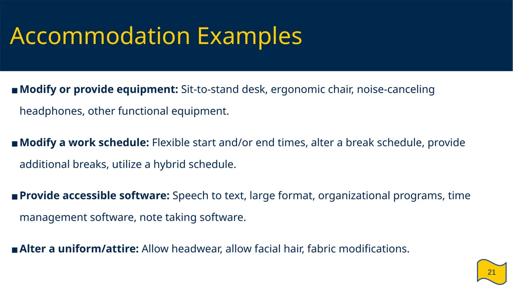 Supervisor and HR Partner’s Guide to Reasonable - slide 21 of 40