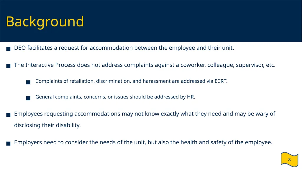 Supervisor and HR Partner’s Guide to Reasonable - slide 8 of 40