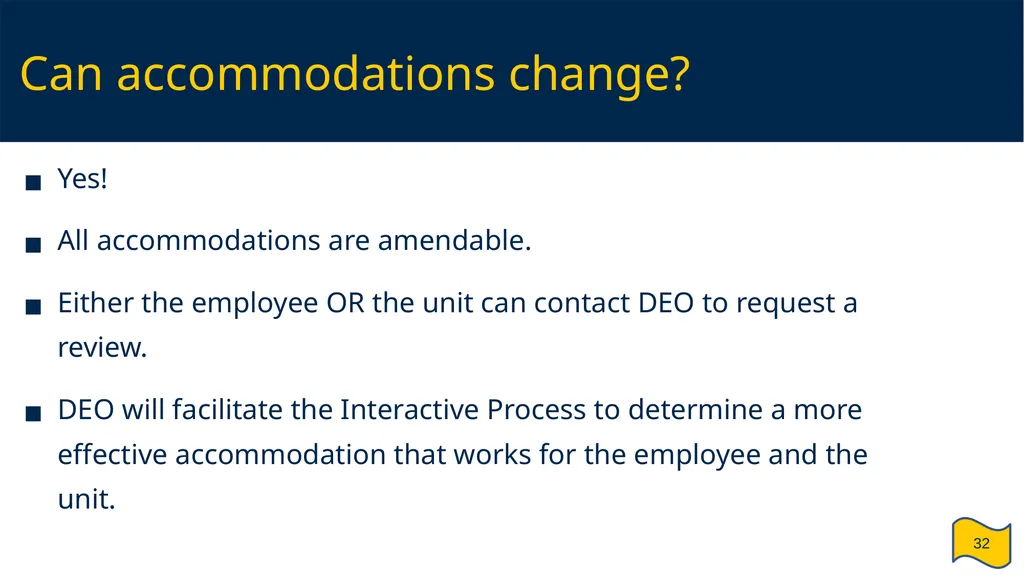 Supervisor and HR Partner’s Guide to Reasonable - slide 32 of 40