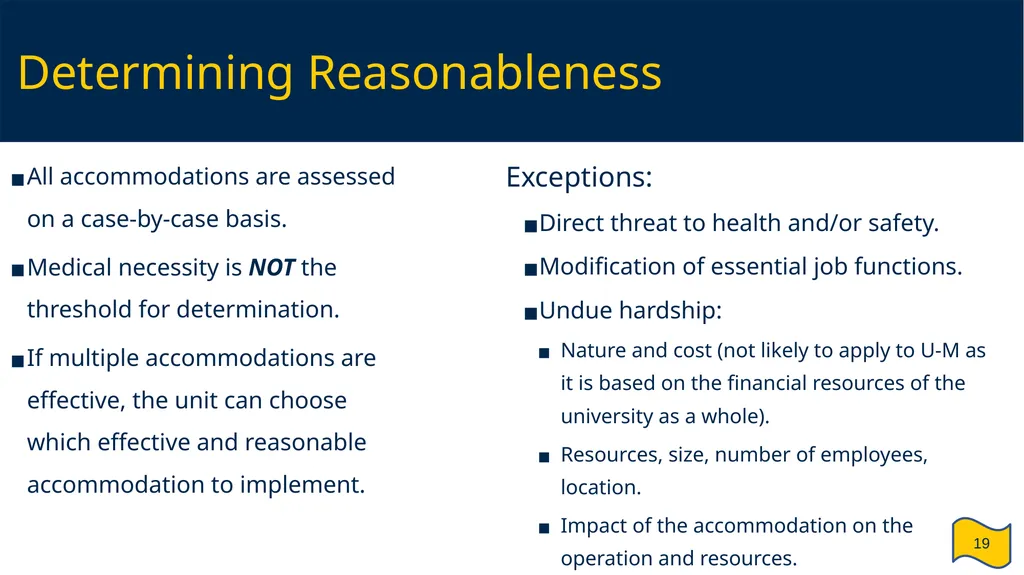 Supervisor and HR Partner’s Guide to Reasonable - slide 19 of 40