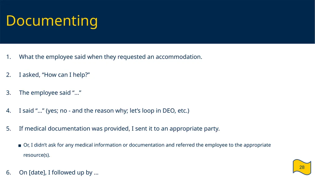 Supervisor and HR Partner’s Guide to Reasonable - slide 28 of 40