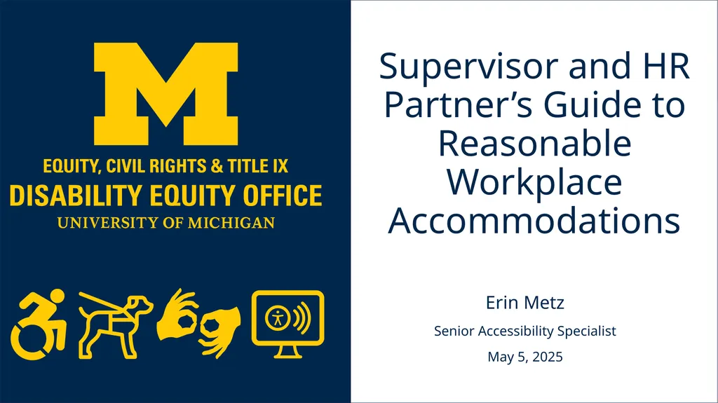 Supervisor and HR Partner’s Guide to Reasonable - slide 1 of 40