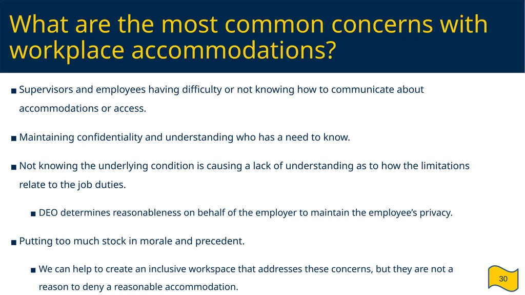 Supervisor and HR Partner’s Guide to Reasonable - slide 30 of 40