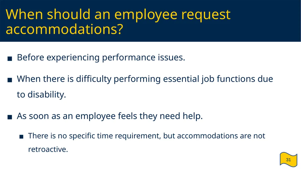 Supervisor and HR Partner’s Guide to Reasonable - slide 31 of 40